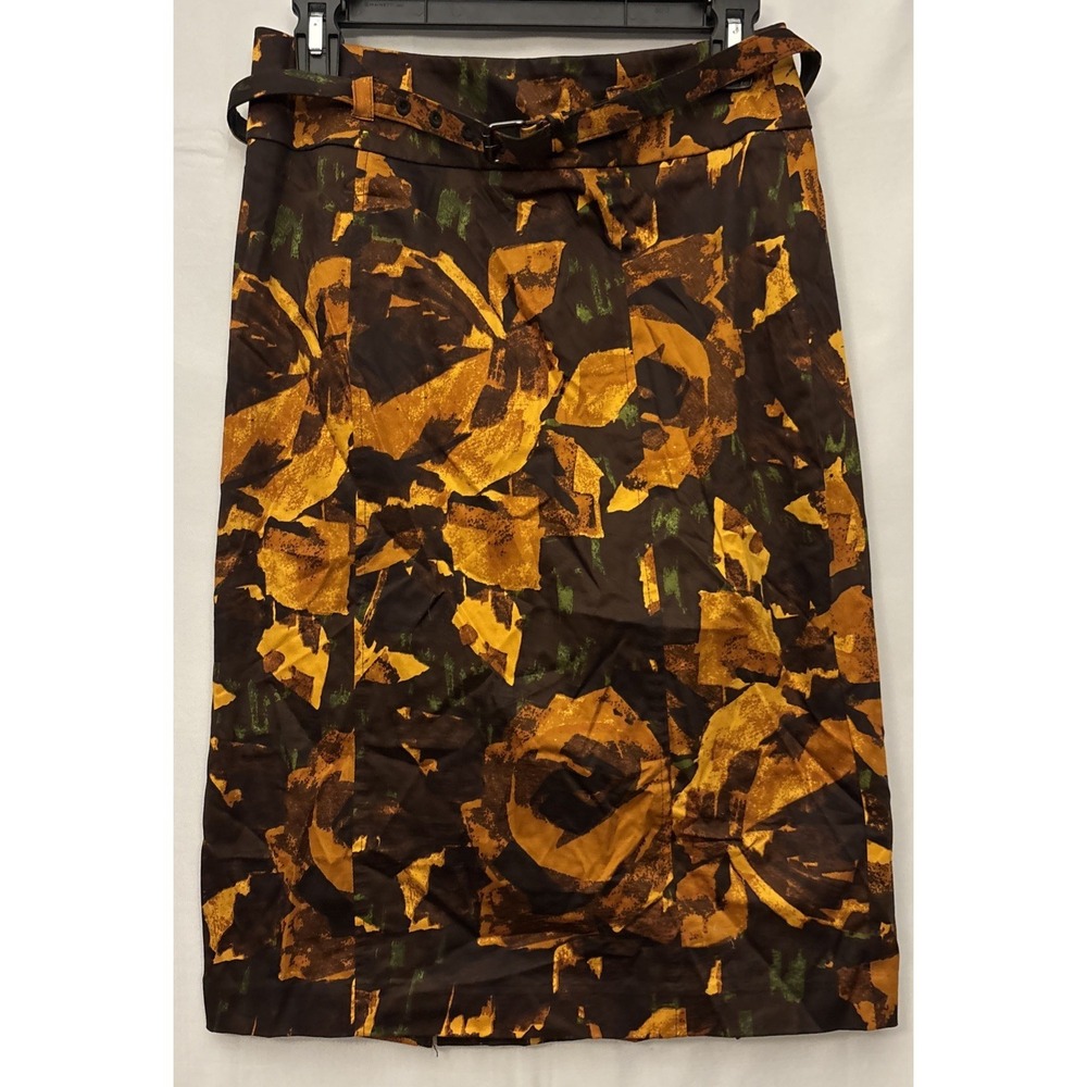 New York & Co. Women`s Belted Stretch Pencil Midi Skirt Floral Print Sz.4